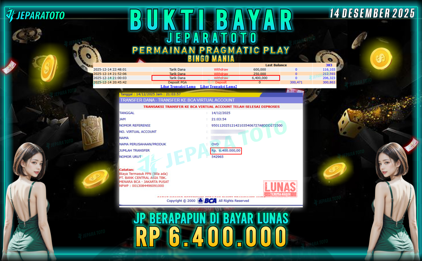 BUKTI KEMENANGAN MEMBER JEPARATOTO | BINGO MANIA