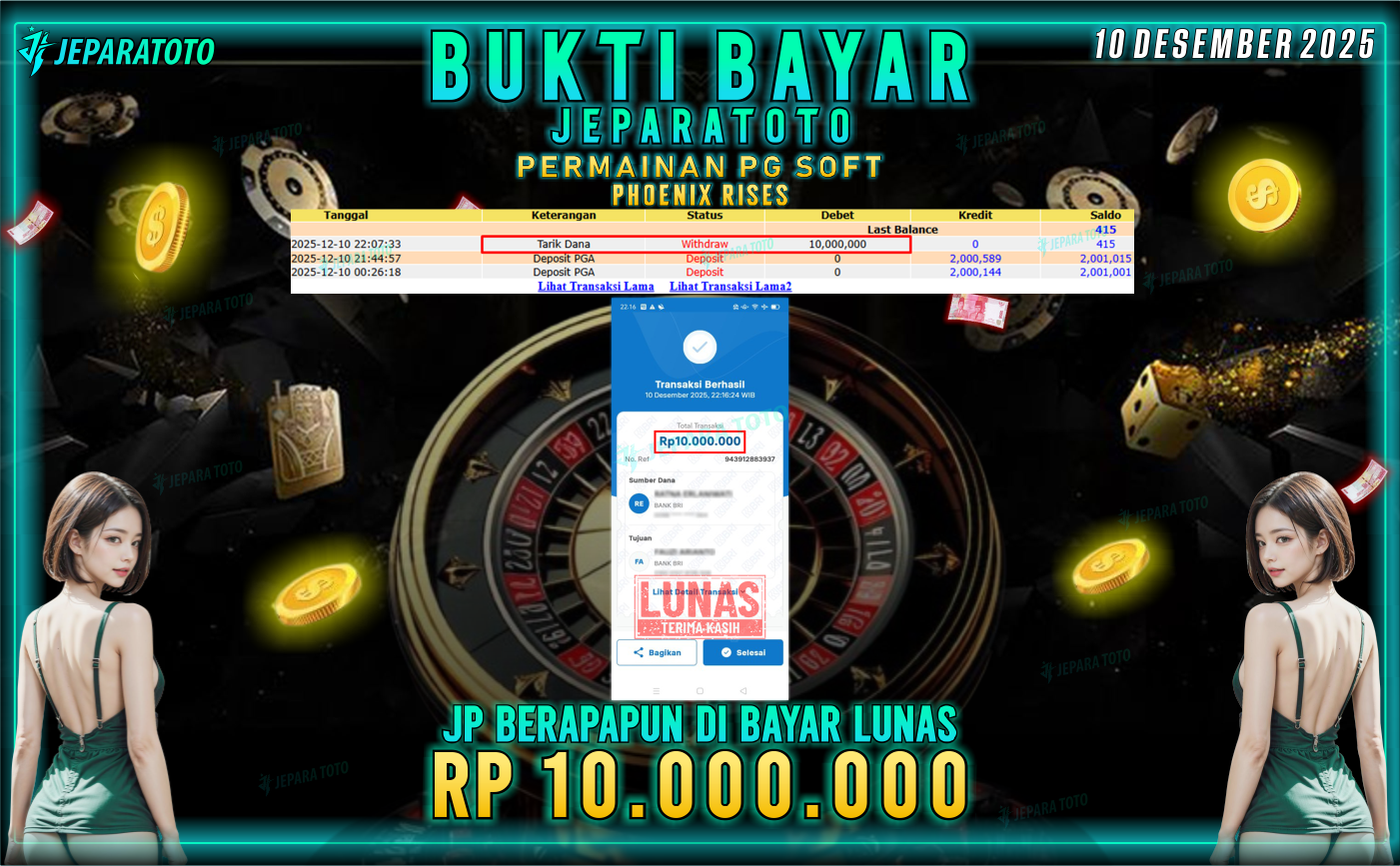 BUKTI KEMENANGAN MEMBER JEPARATOTO | PHOENIX RISES