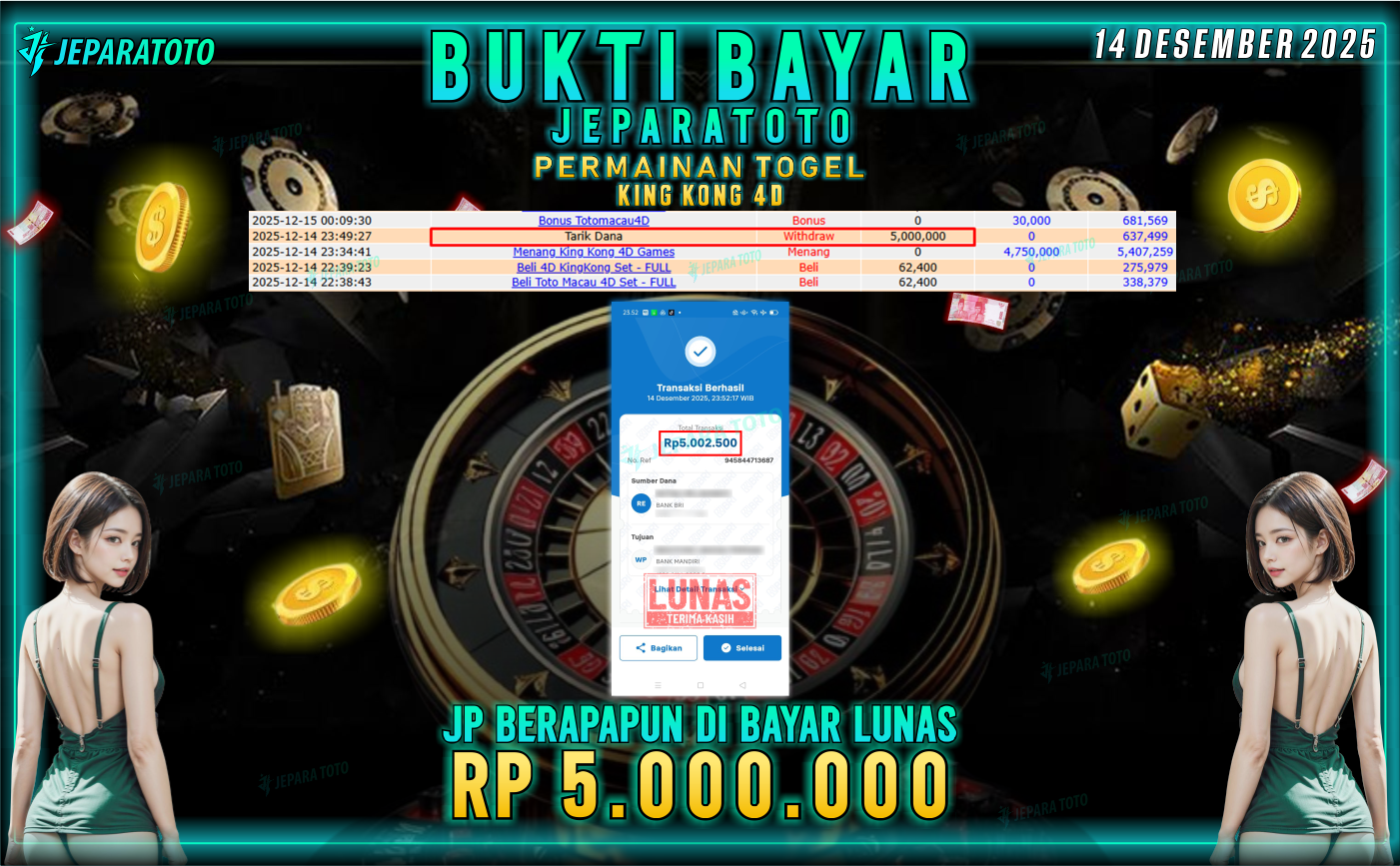 BUKTI KEMENANGAN MEMBER JEPARATOTO | KING KONG 4D