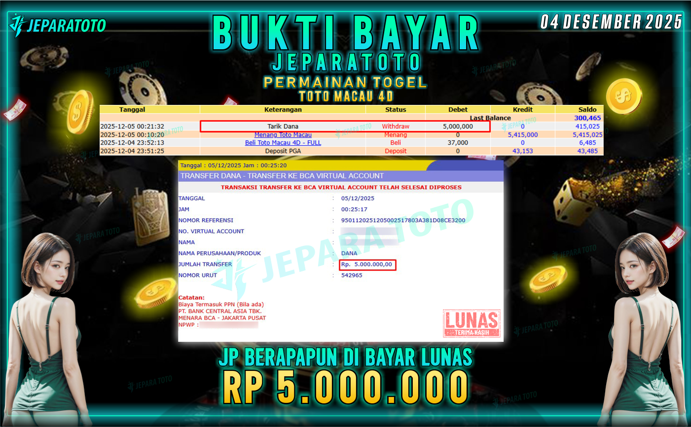 BUKTI KEMENANGAN MEMBER JEPARATOTO | TOTO MACAU 4D