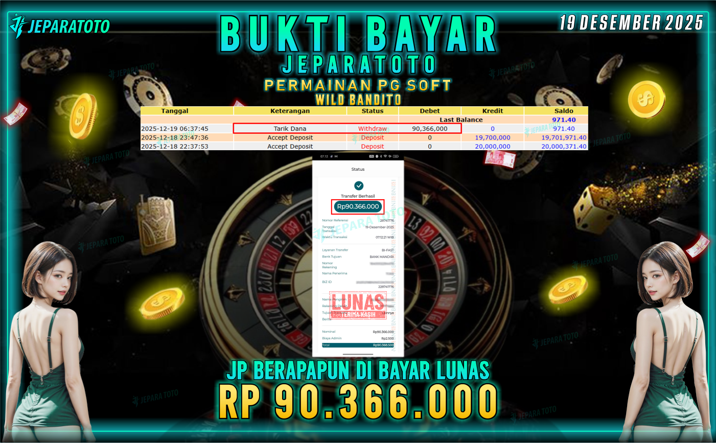 BUKTI KEMENANGAN MEMBER JEPARATOTO | WILD BANDITO