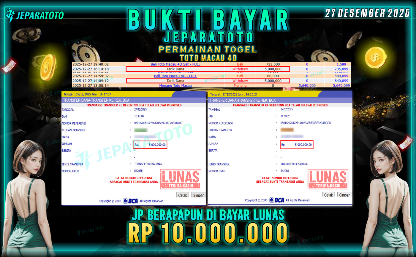 BUKTI KEMENANGAN MEMBER JEPARATOTO | TOTO MACAU 4D