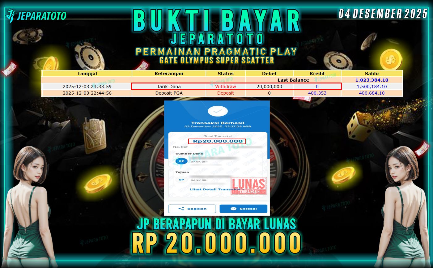 BUKTI KEMENANGAN MEMBER JEPARATOTO | GATE OLYMPUS SUPER SCATTER