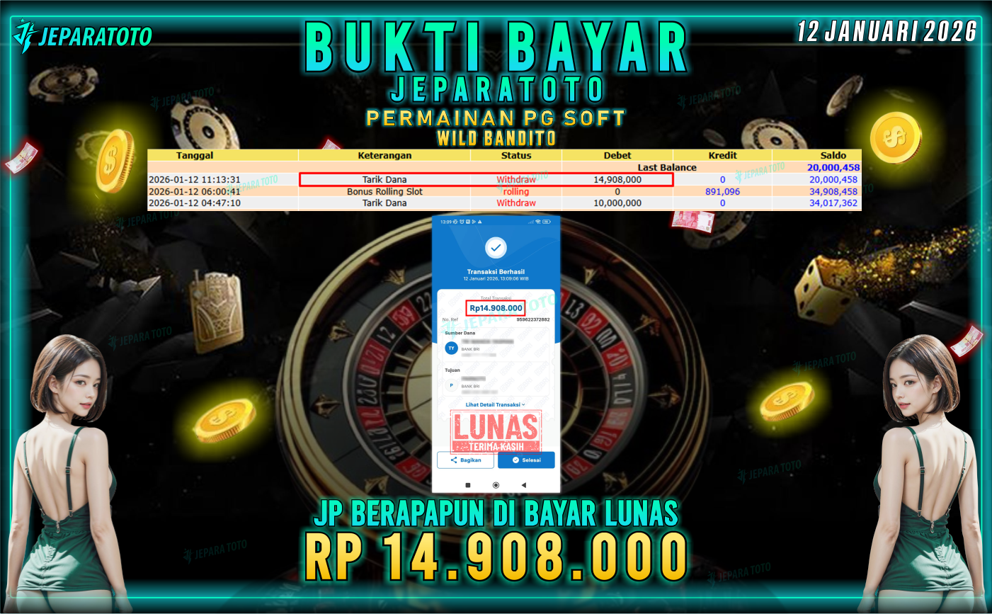 BUKTI KEMENANGAN MEMBER JEPARATOTO | WILD BANDITO