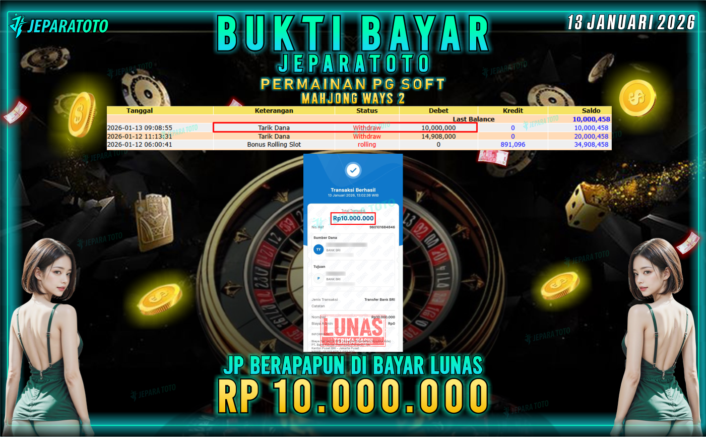 BUKTI KEMENANGAN MEMBER JEPARATOTO | MAHJONG WAYS 2