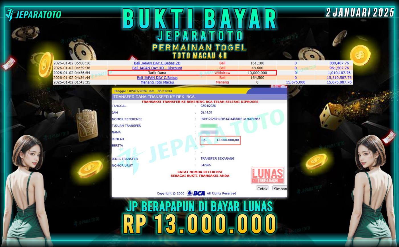 BUKTI KEMENANGAN MEMBER JEPARATOTO | TOTO MACAU 4D