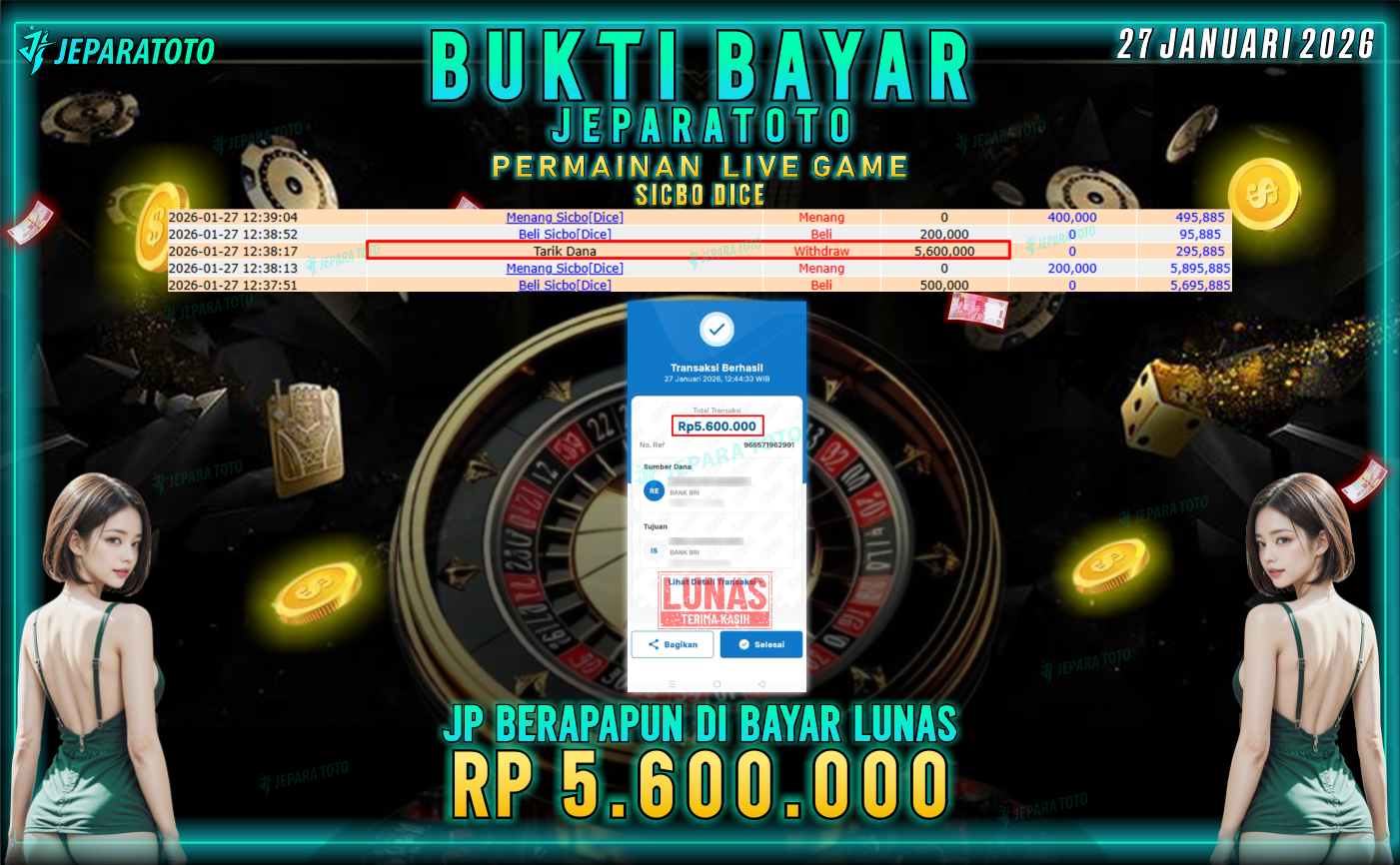 BUKTI KEMENANGAN MEMBER JEPARATOTO | SICBO DICE