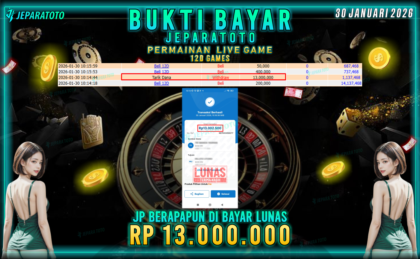 BUKTI KEMENANGAN MEMBER JEPARATOTO | 12D GAMES