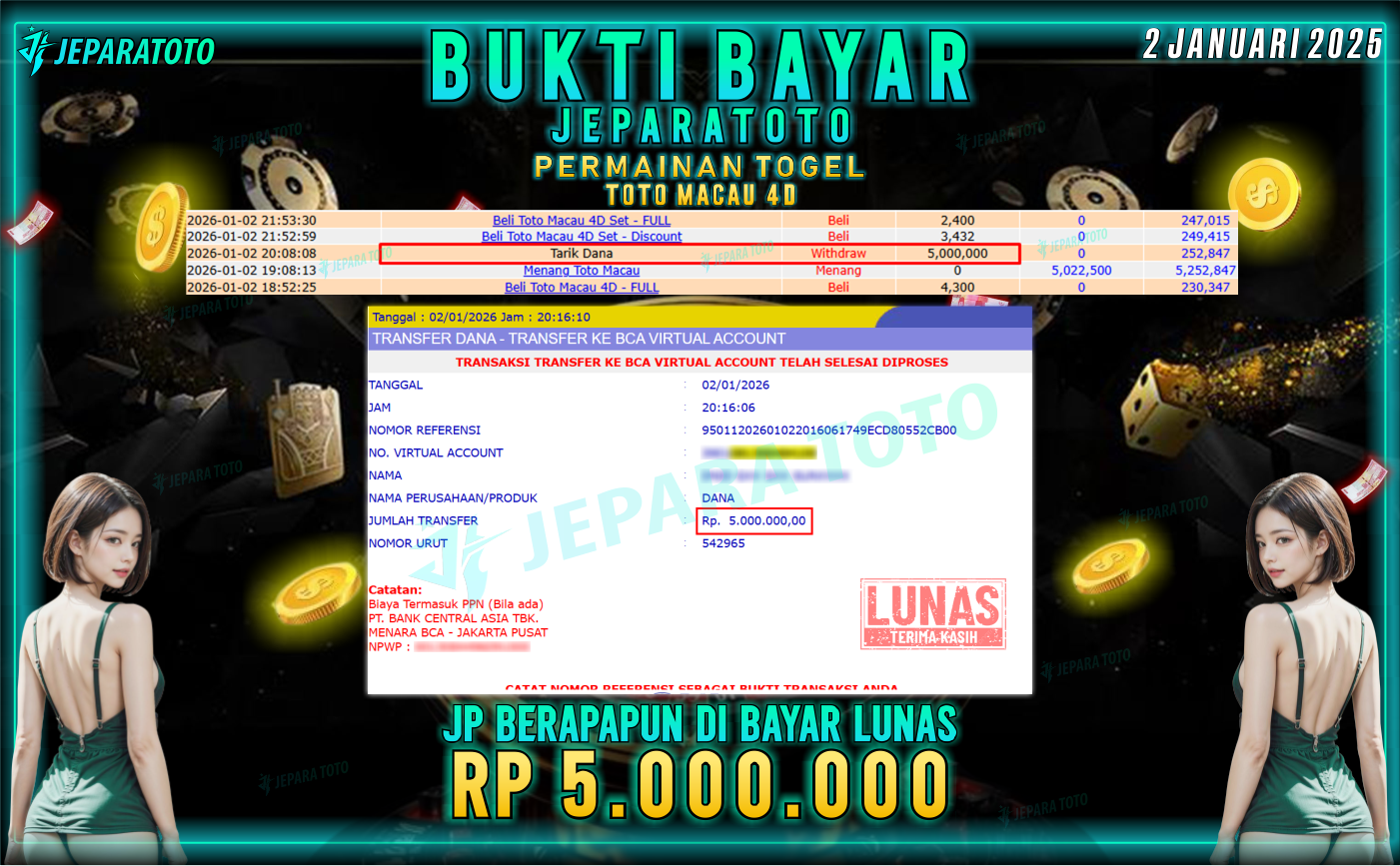 BUKTI KEMENANGAN MEMBER JEPARATOTO | TOTO MACAU 4D