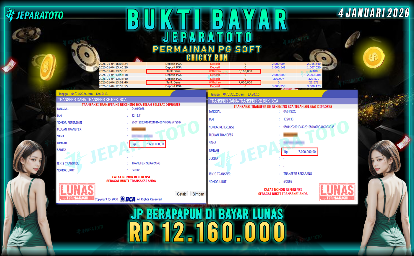 BUKTI KEMENANGAN MEMBER JEPARATOTO | CHICKY RUN