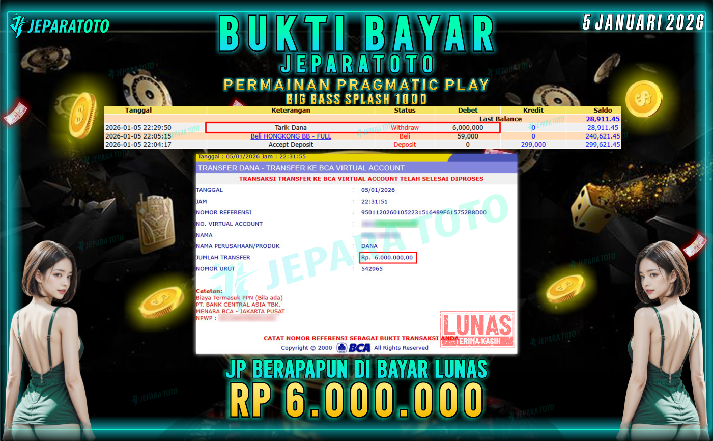 BUKTI KEMENANGAN MEMBER JEPARATOTO | BIG BASS SPLASH 1000