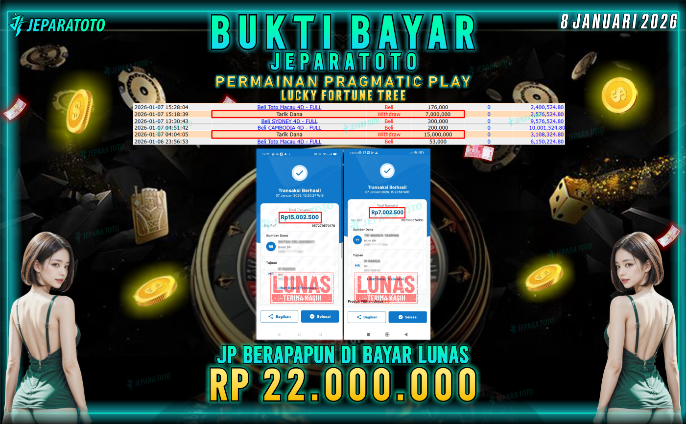 BUKTI KEMENANGAN MEMBER JEPARATOTO | LUCKY FORTUNE TREE