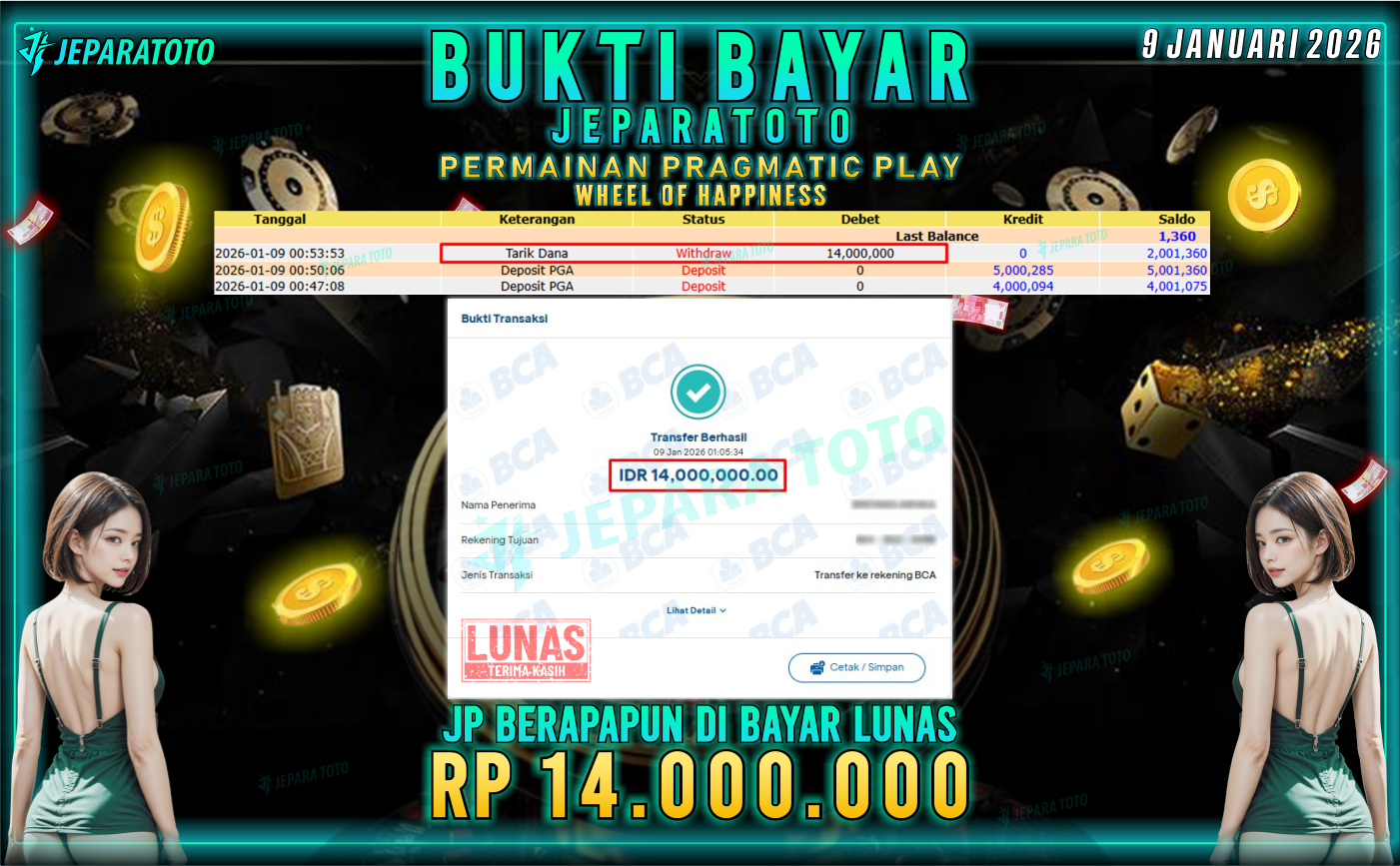 BUKTI KEMENANGAN MEMBER JEPARATOTO | WHEEL OF HAPPINESS