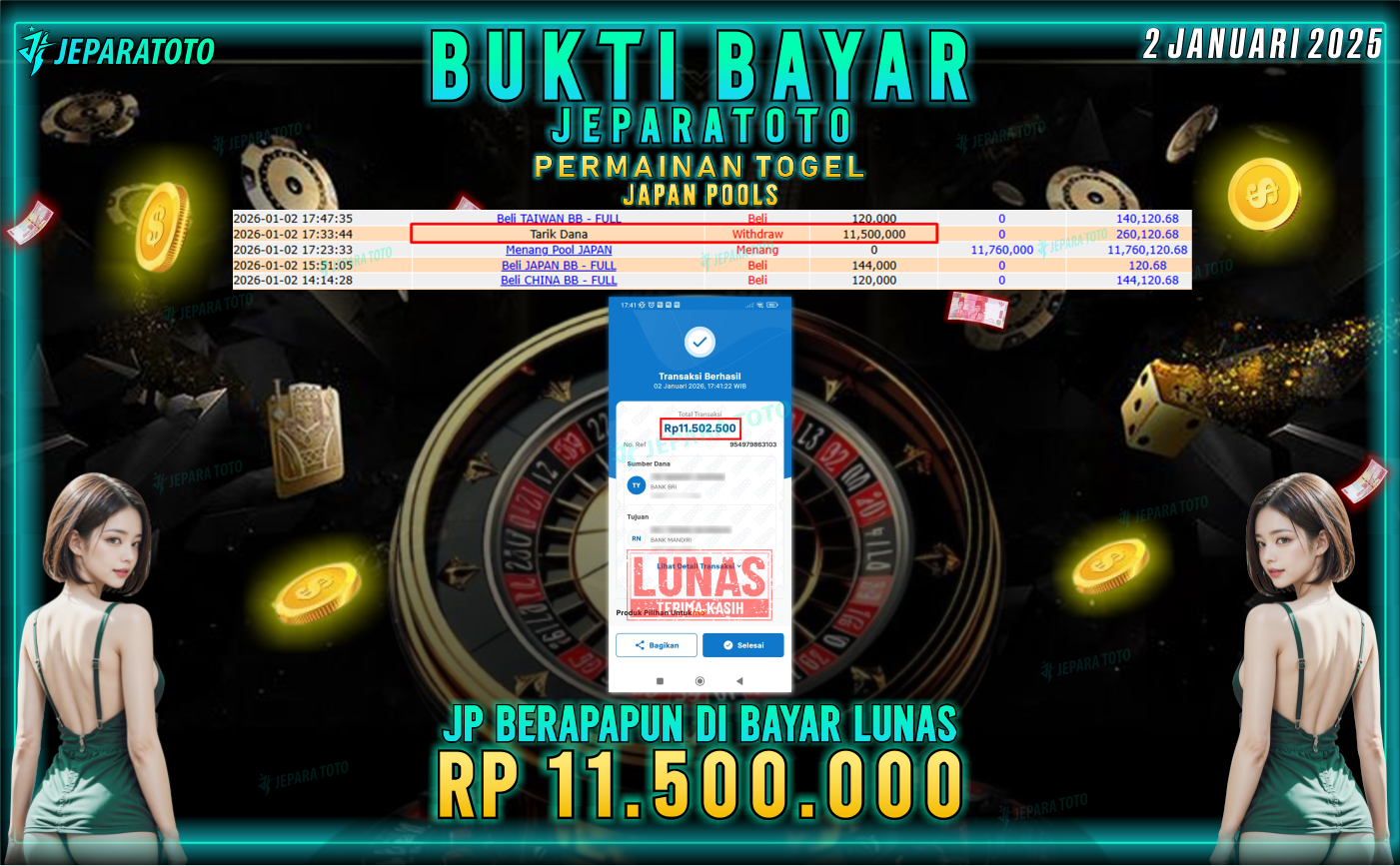 BUKTI KEMENANGAN MEMBER JEPARATOTO | JAPAN POOLS