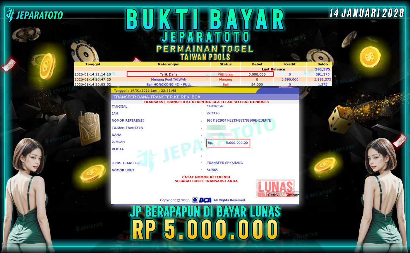 BUKTI KEMENANGAN MEMBER JEPARATOTO | MAHJONG WAYS 2