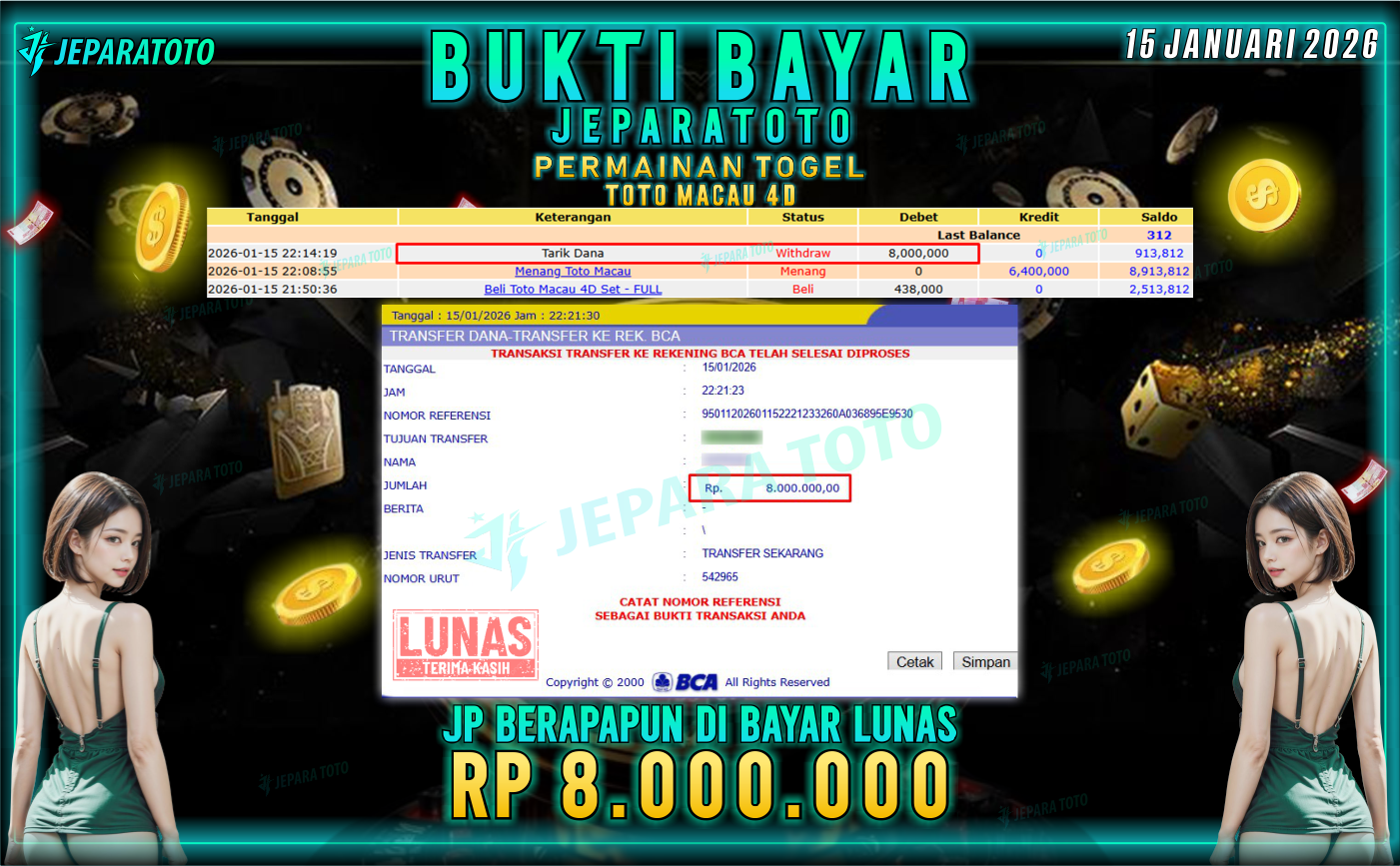 BUKTI KEMENANGAN MEMBER JEPARATOTO | TOTO MACAU 4D