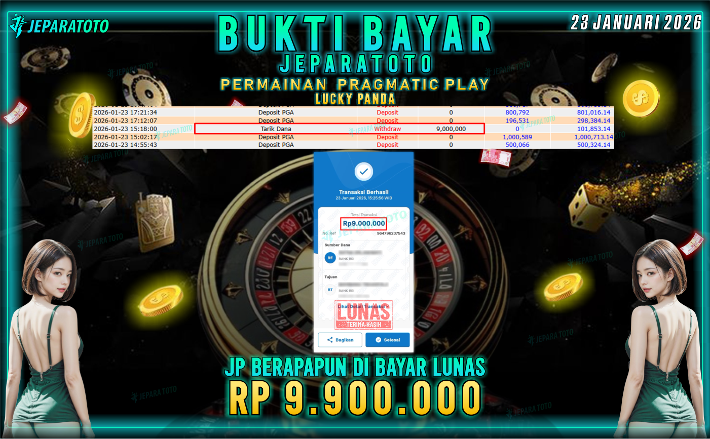 BUKTI KEMENANGAN MEMBER JEPARATOTO | LUCKY PANDA