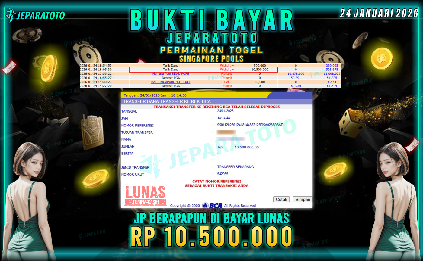 BUKTI KEMENANGAN MEMBER JEPARATOTO | SINGAPORE POOLS