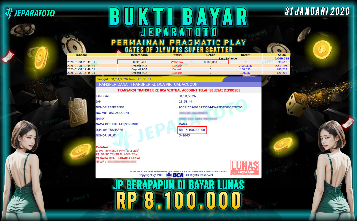 BUKTI KEMENANGAN MEMBER JEPARATOTO | GATES OF OLYMPUS SUPER SCATTER