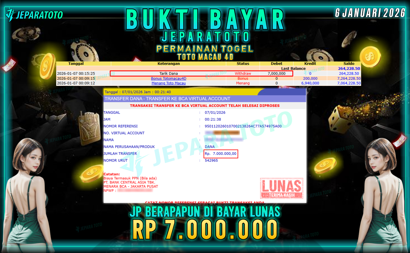 BUKTI KEMENANGAN MEMBER JEPARATOTO | TOTO MACAU 4D
