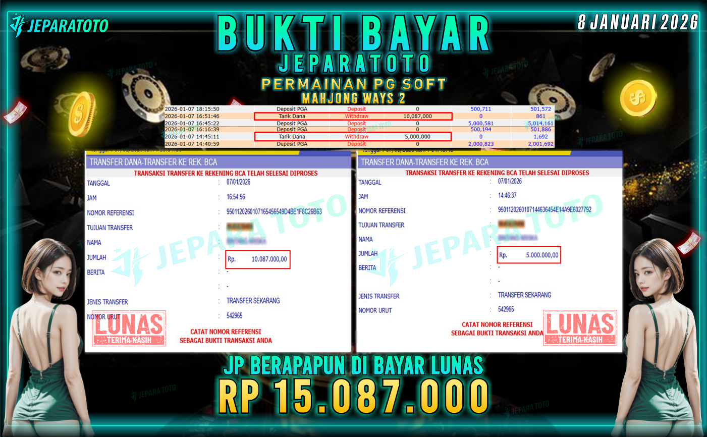 BUKTI KEMENANGAN MEMBER JEPARATOTO | MAHJONG WAYS 2