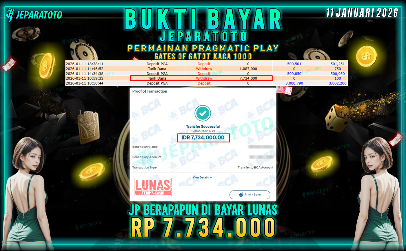 BUKTI KEMENANGAN MEMBER JEPARATOTO | GATES OF GATOT KACA 1000