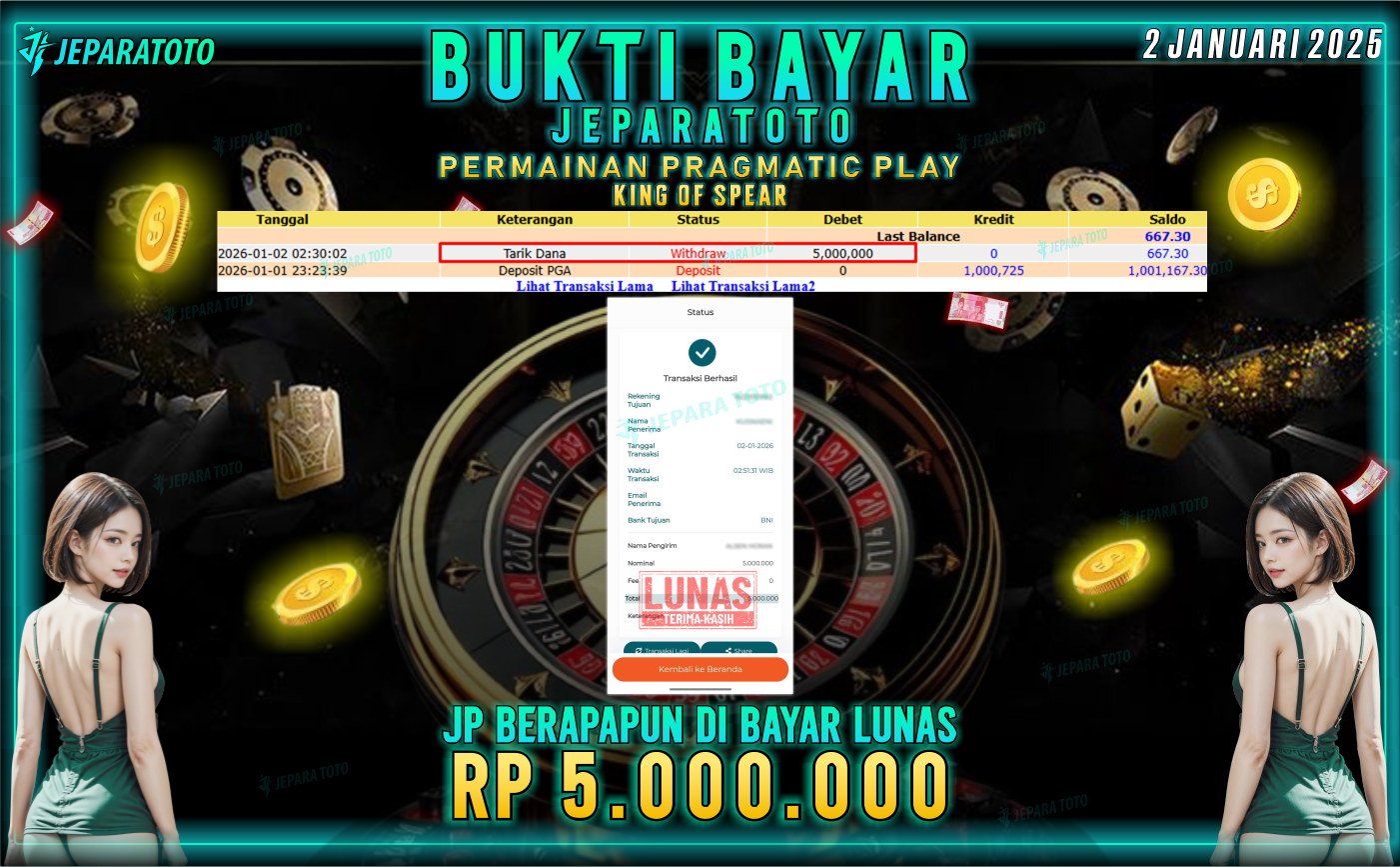 BUKTI KEMENANGAN MEMBER JEPARATOTO | KING OF SPEAR