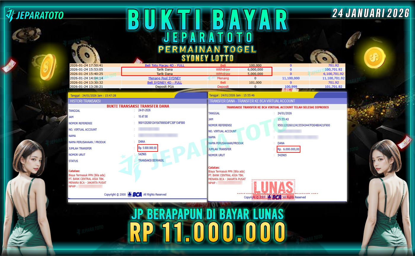 BUKTI KEMENANGAN MEMBER JEPARATOTO | SYDNEY LOTTO