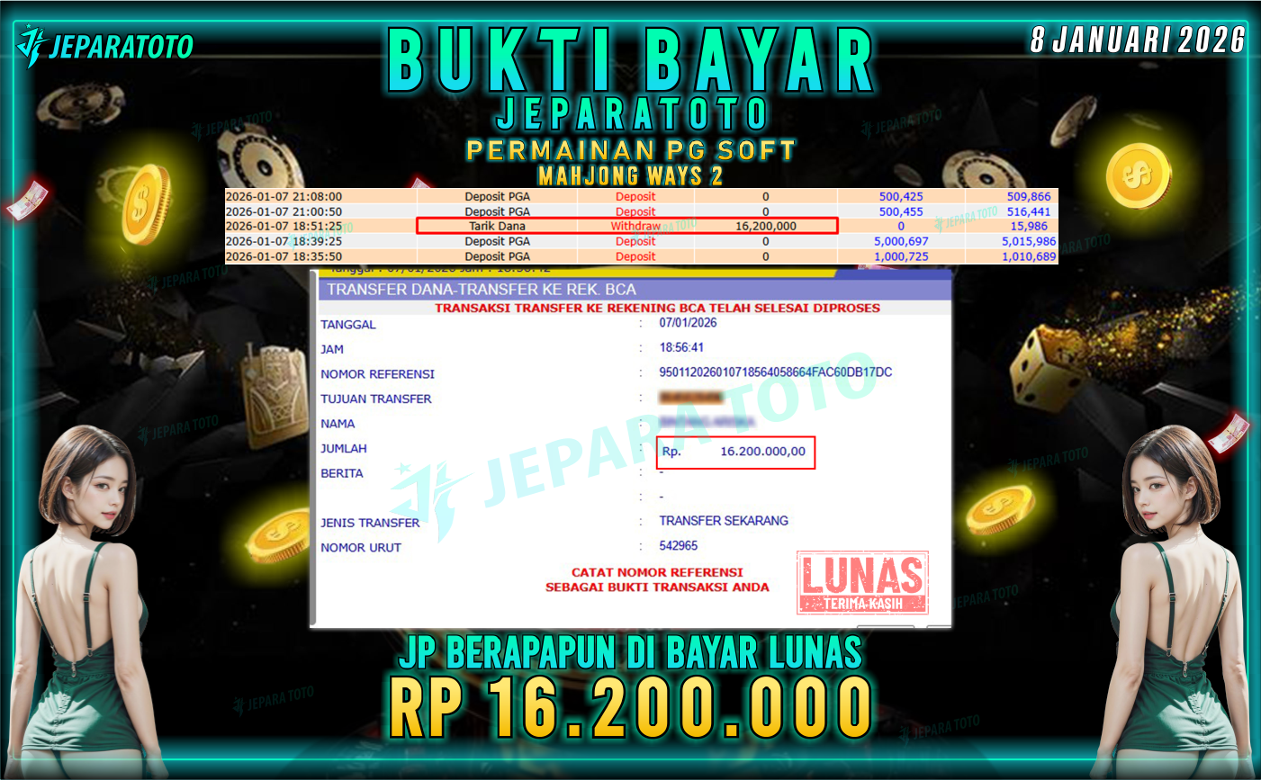 BUKTI KEMENANGAN MEMBER JEPARATOTO | MAHJONG WAYS 2