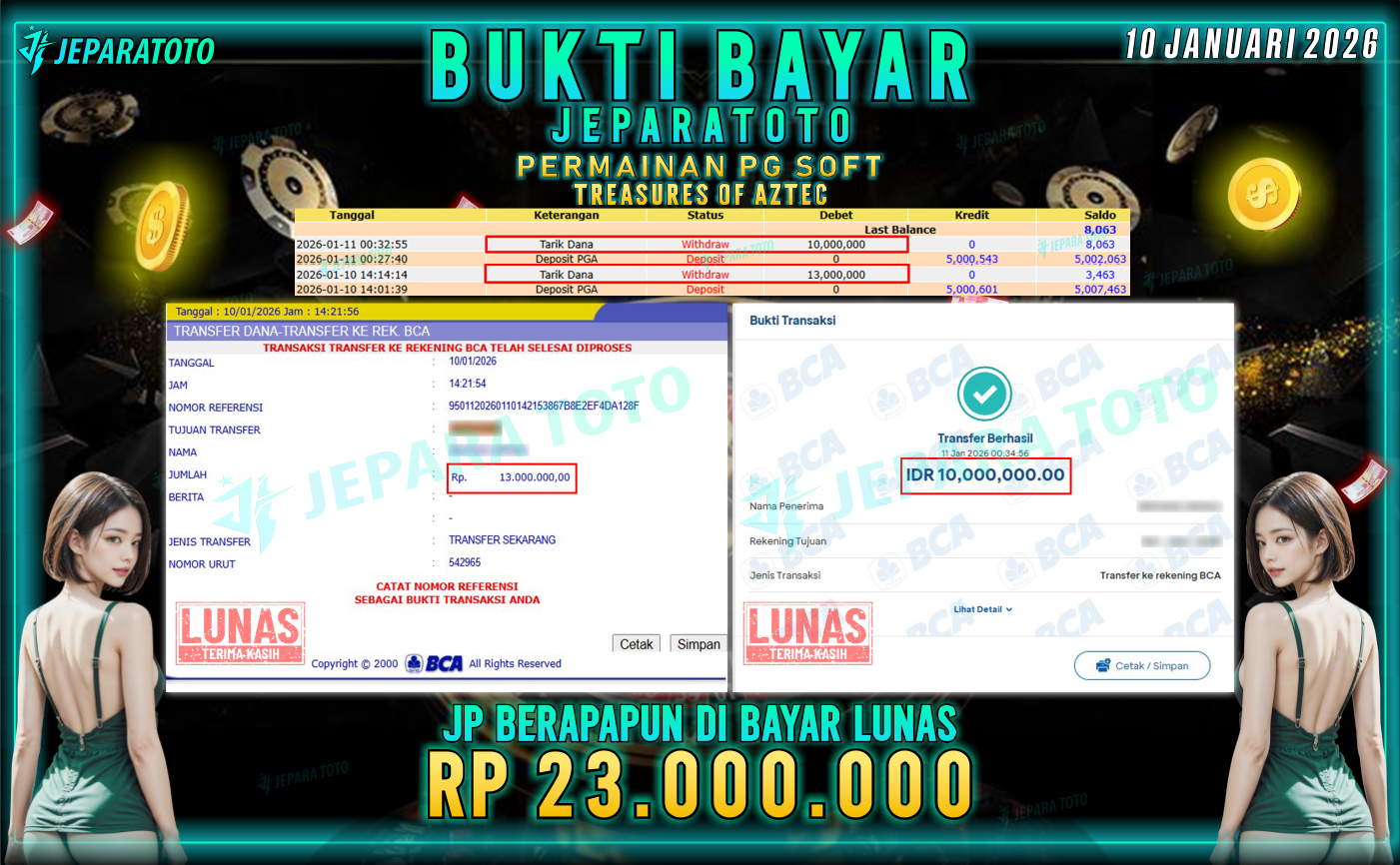 BUKTI KEMENANGAN MEMBER JEPARATOTO | TREASURES OF AZTEC