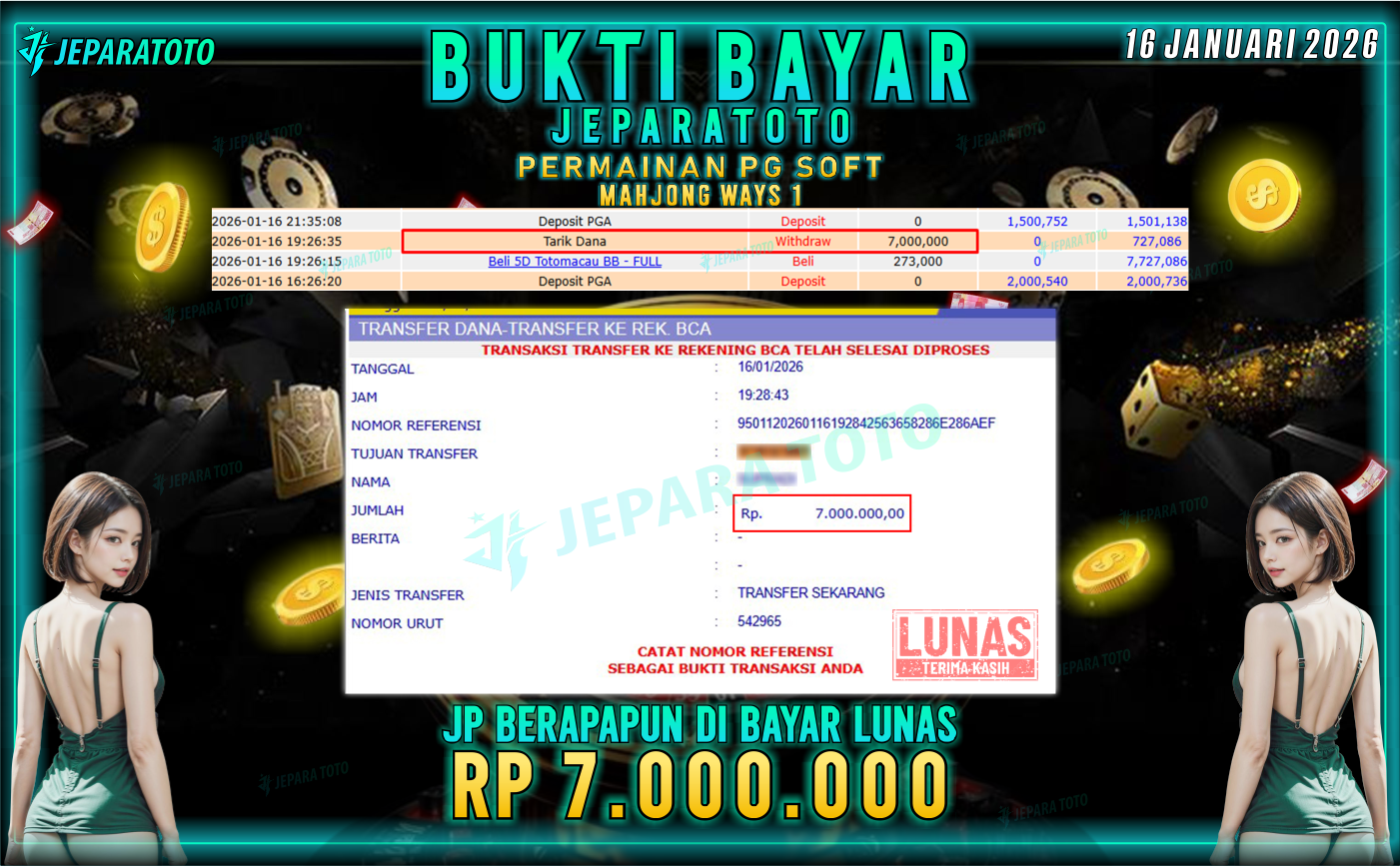BUKTI KEMENANGAN MEMBER JEPARATOTO | MAHJONG WAYS 1