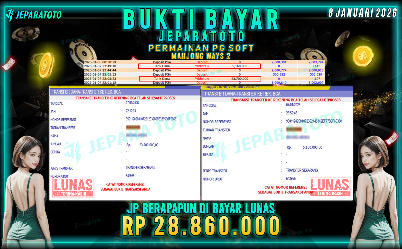 BUKTI KEMENANGAN MEMBER JEPARATOTO | MAHJONG WAYS 2