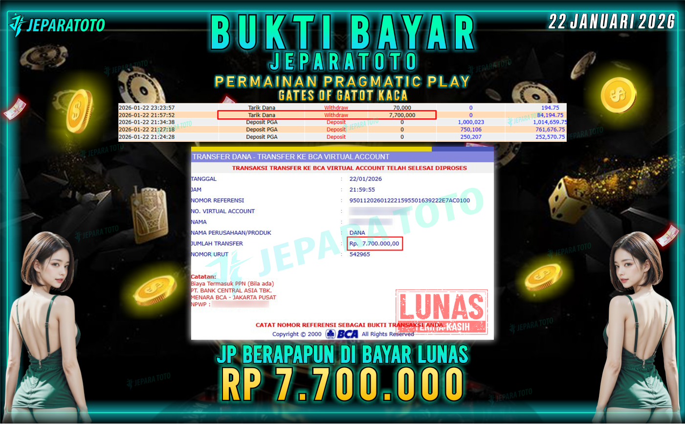 BUKTI KEMENANGAN MEMBER JEPARATOTO | GATES OF GATOT KACA