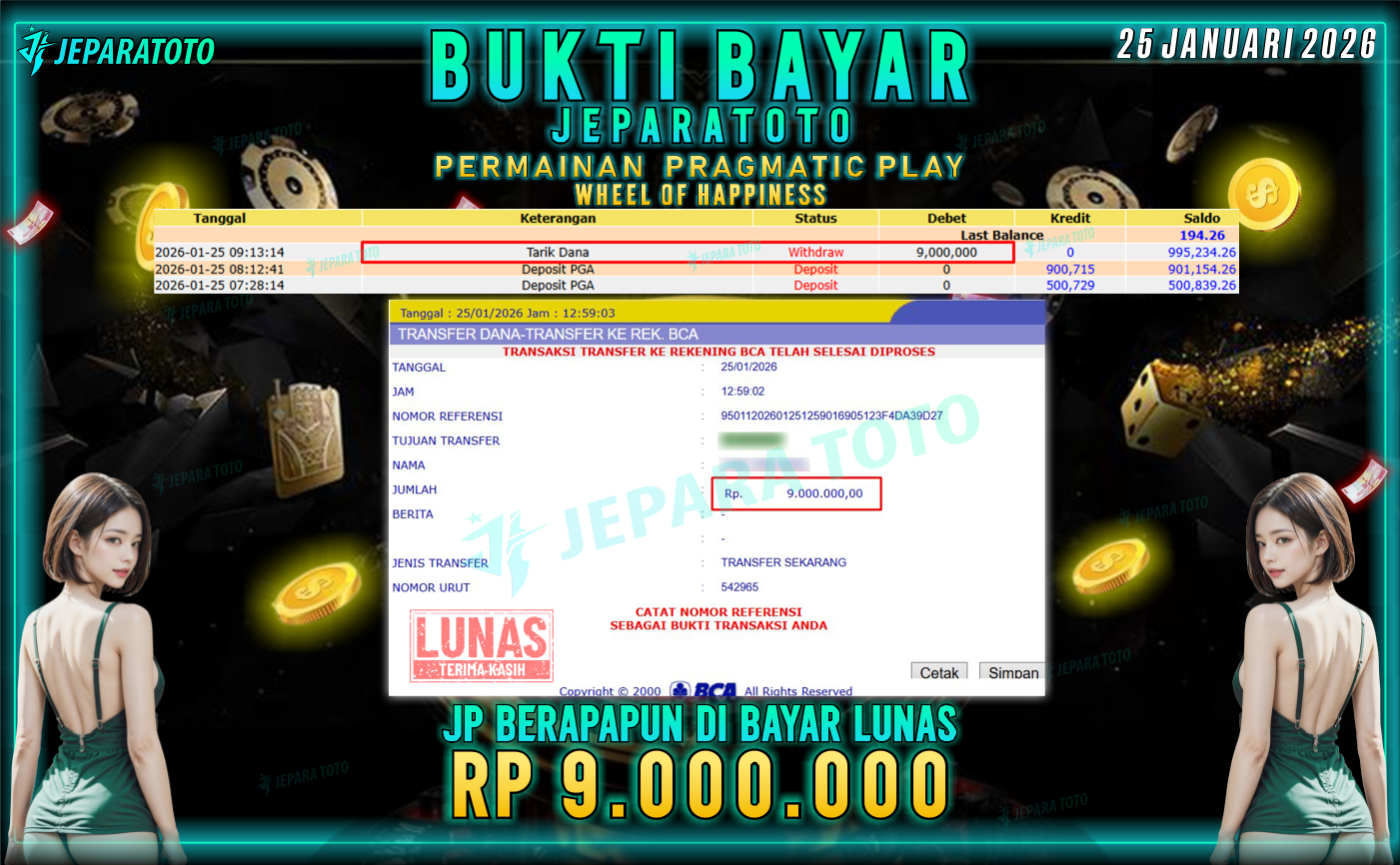 BUKTI KEMENANGAN MEMBER JEPARATOTO | WHEEL OF HAPPINESS