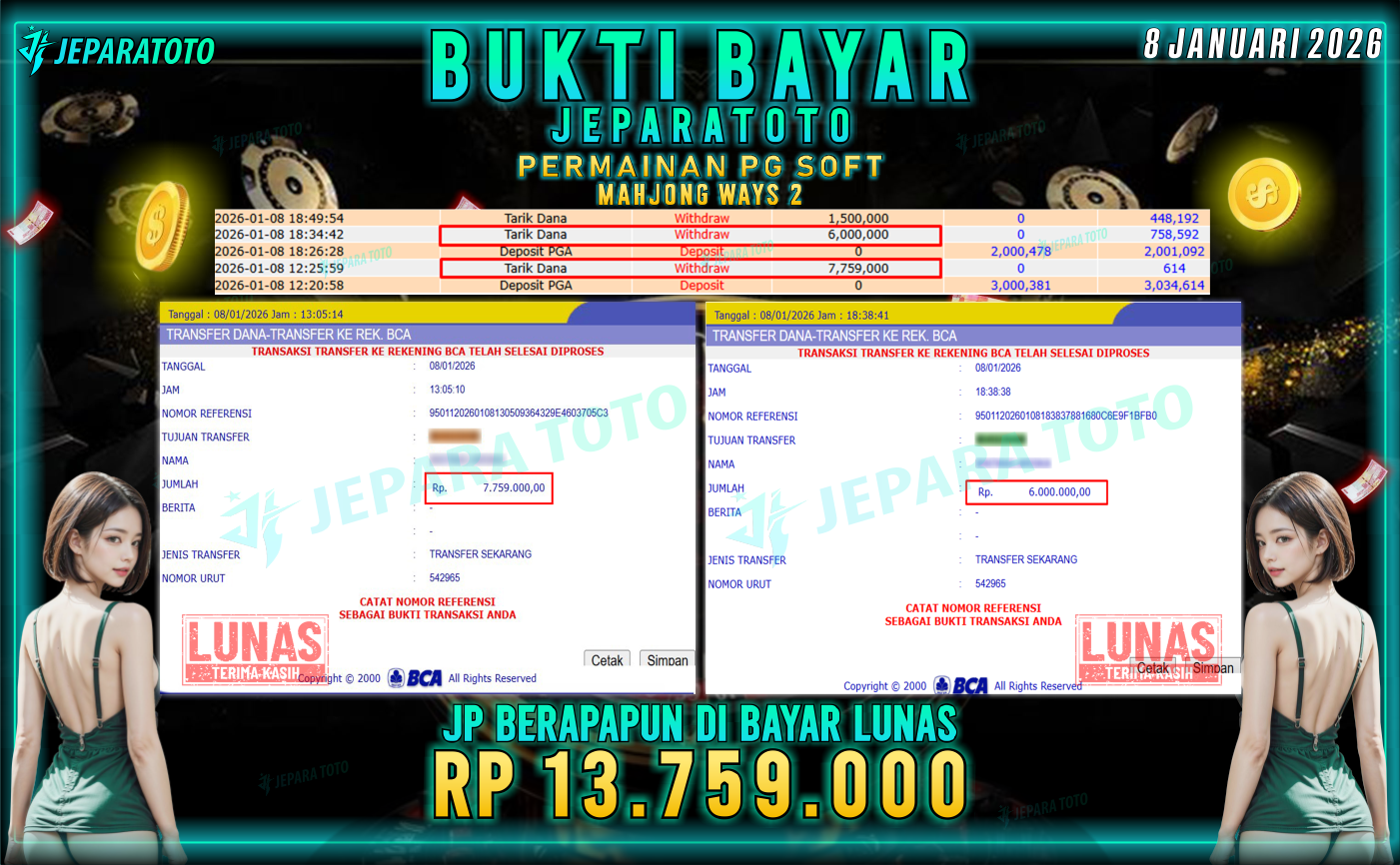 BUKTI KEMENANGAN MEMBER JEPARATOTO | MAHJONG WAYS 2