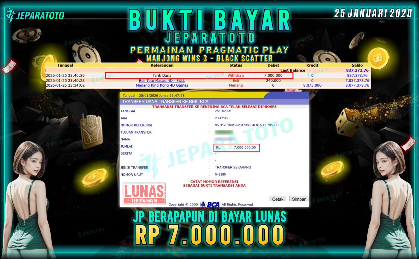 BUKTI KEMENANGAN MEMBER JEPARATOTO | MAHJONG WINS 3 – BLACK SCATTER