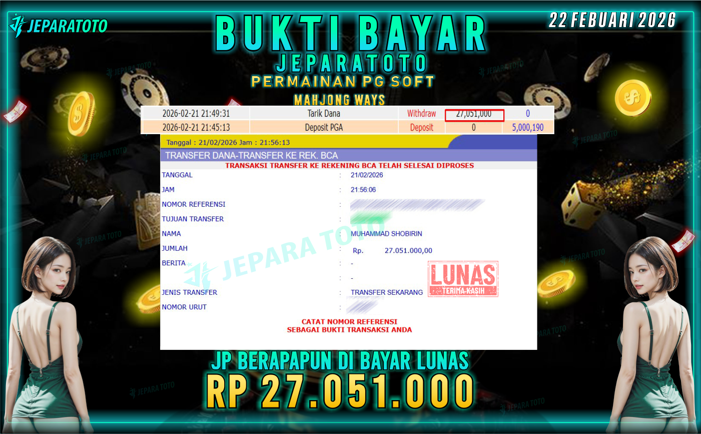 BUKTI KEMENANGAN MEMBER JEPARATOTO | MAHJONG WAYS