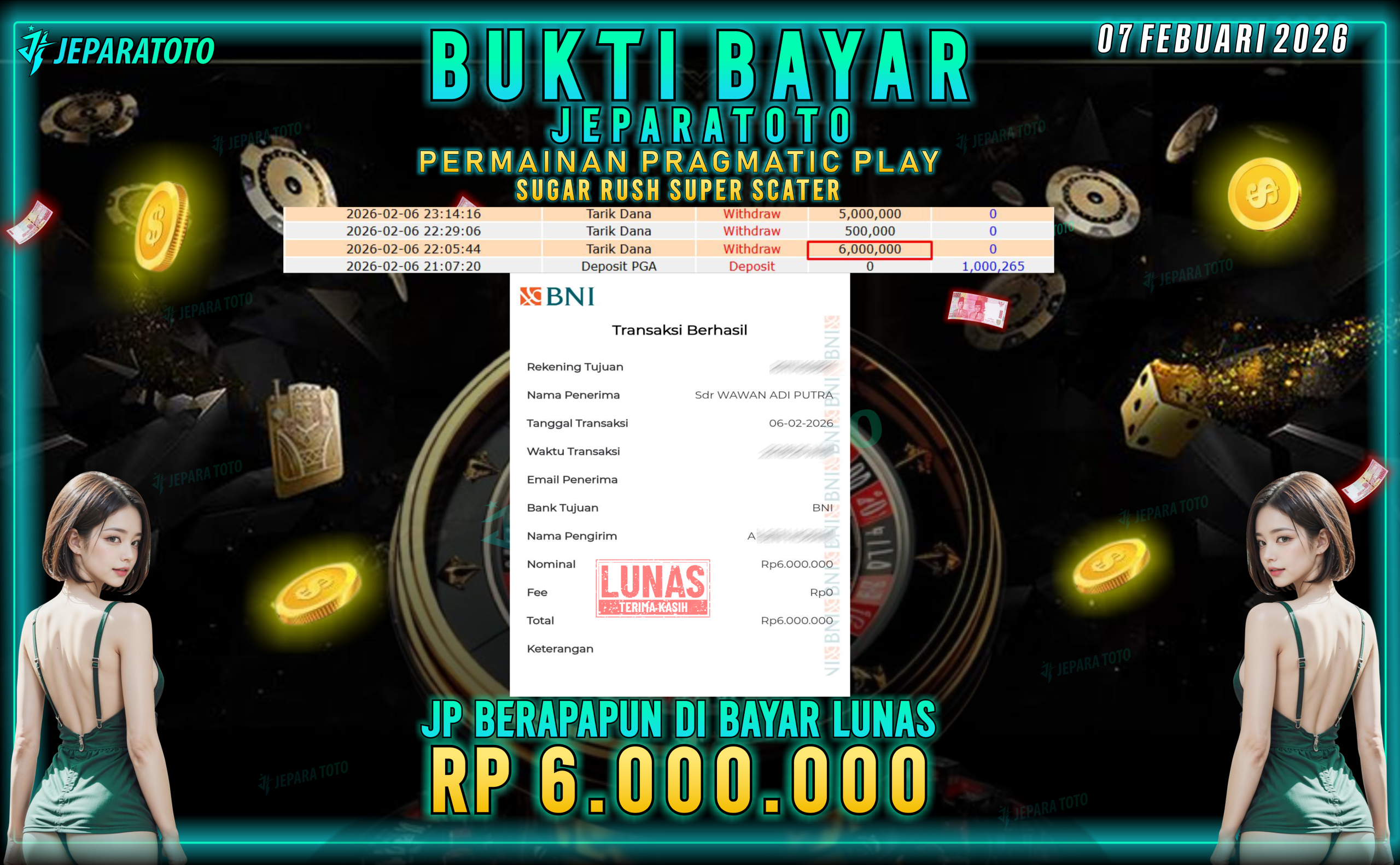 BUKTI KEMENANGAN MEMBER JEPARATOTO | SUGAR RUSH SUPER SCATER