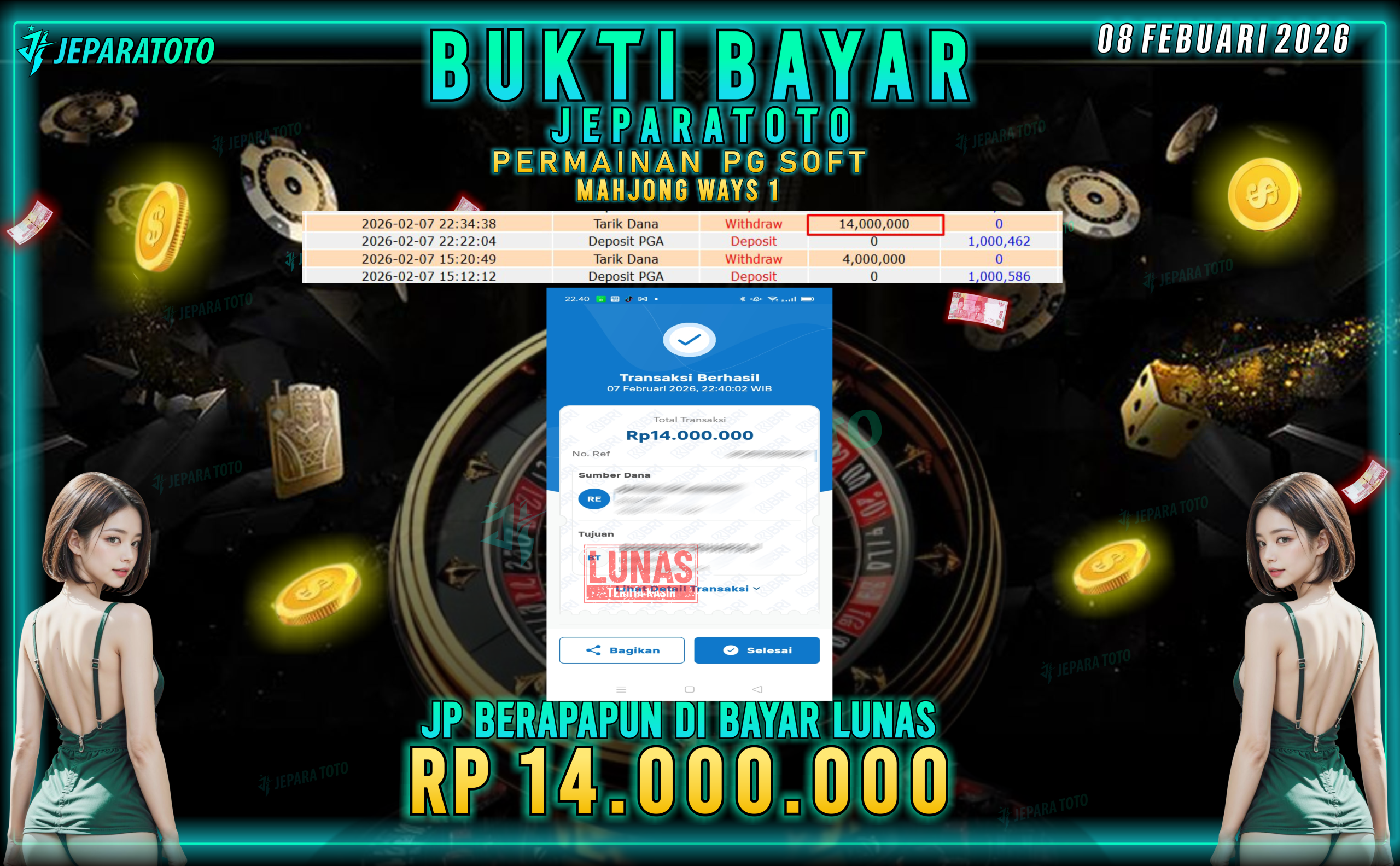 BUKTI KEMENANGAN MEMBER JEPARATOTO | MAHJONG WAYS 1