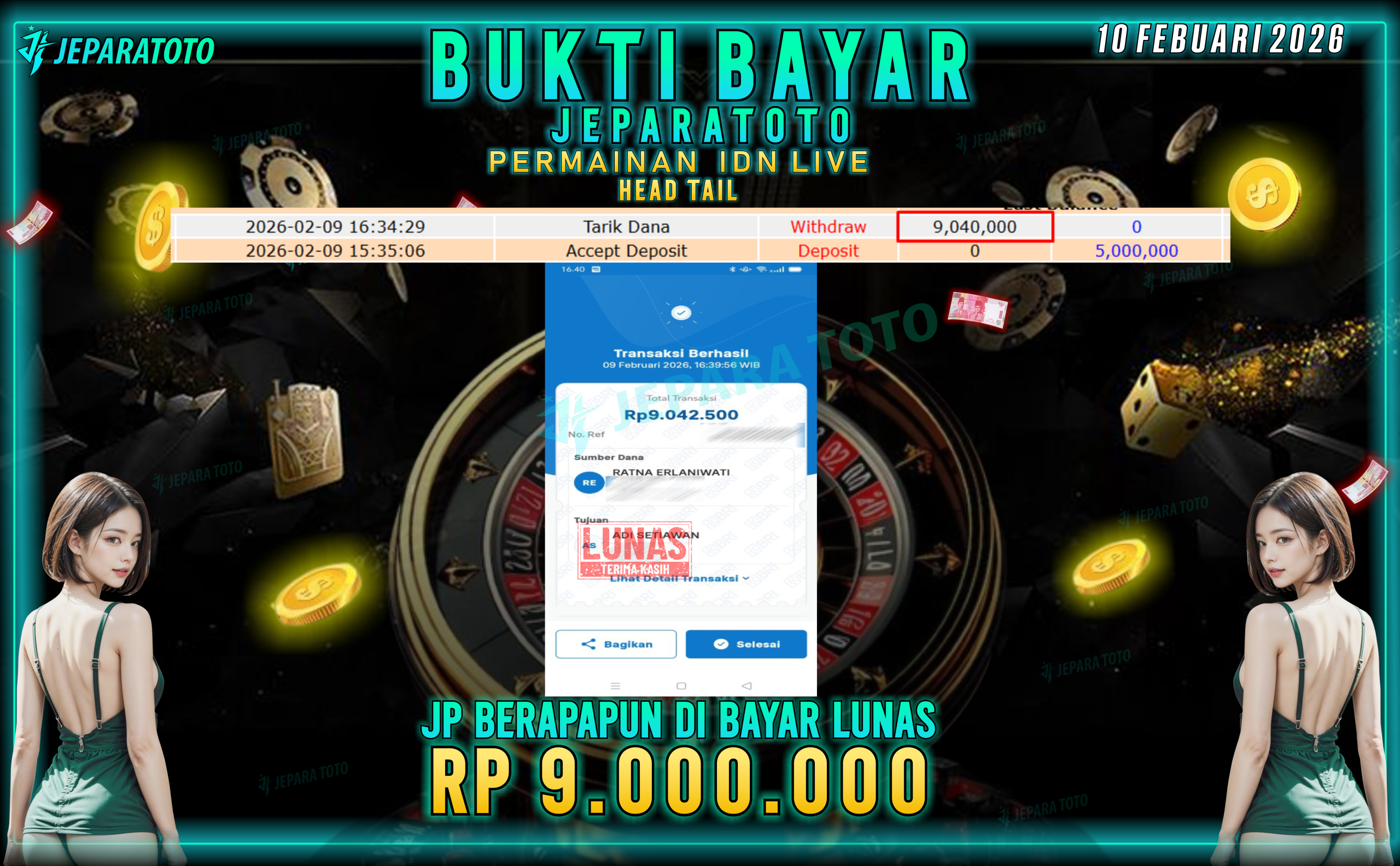 BUKTI KEMENANGAN MEMBER JEPARATOTO | HEAD TAIL