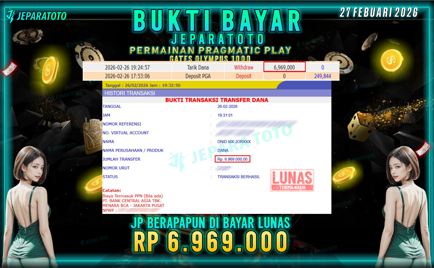 BUKTI KEMENANGAN MEMBER JEPARATOTO | GATES OLYMPUS 1000