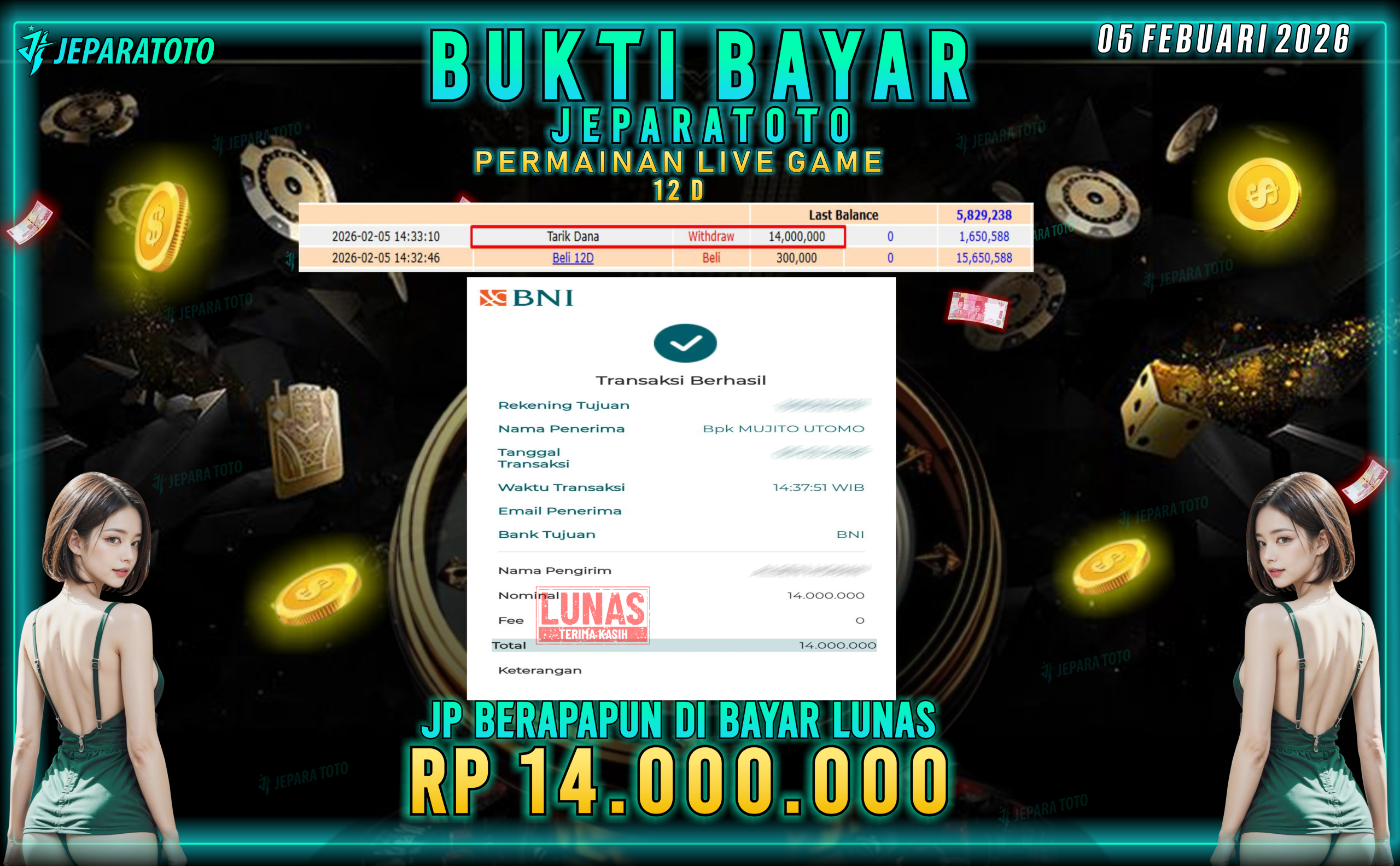 BUKTI KEMENANGAN MEMBER JEPARATOTO | 12D GAMES