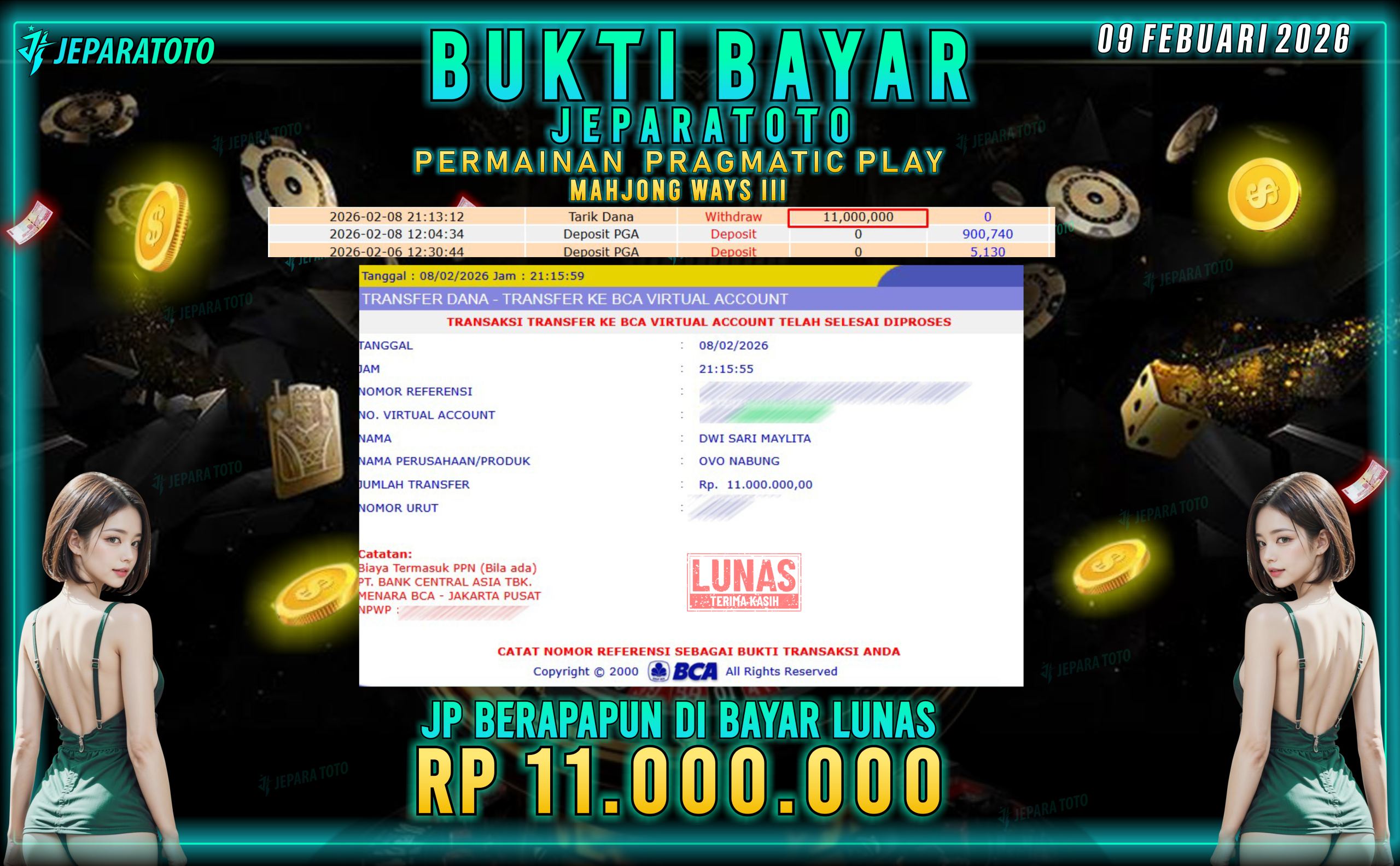 BUKTI KEMENANGAN MEMBER JEPARATOTO | MAHJONG WAYS III