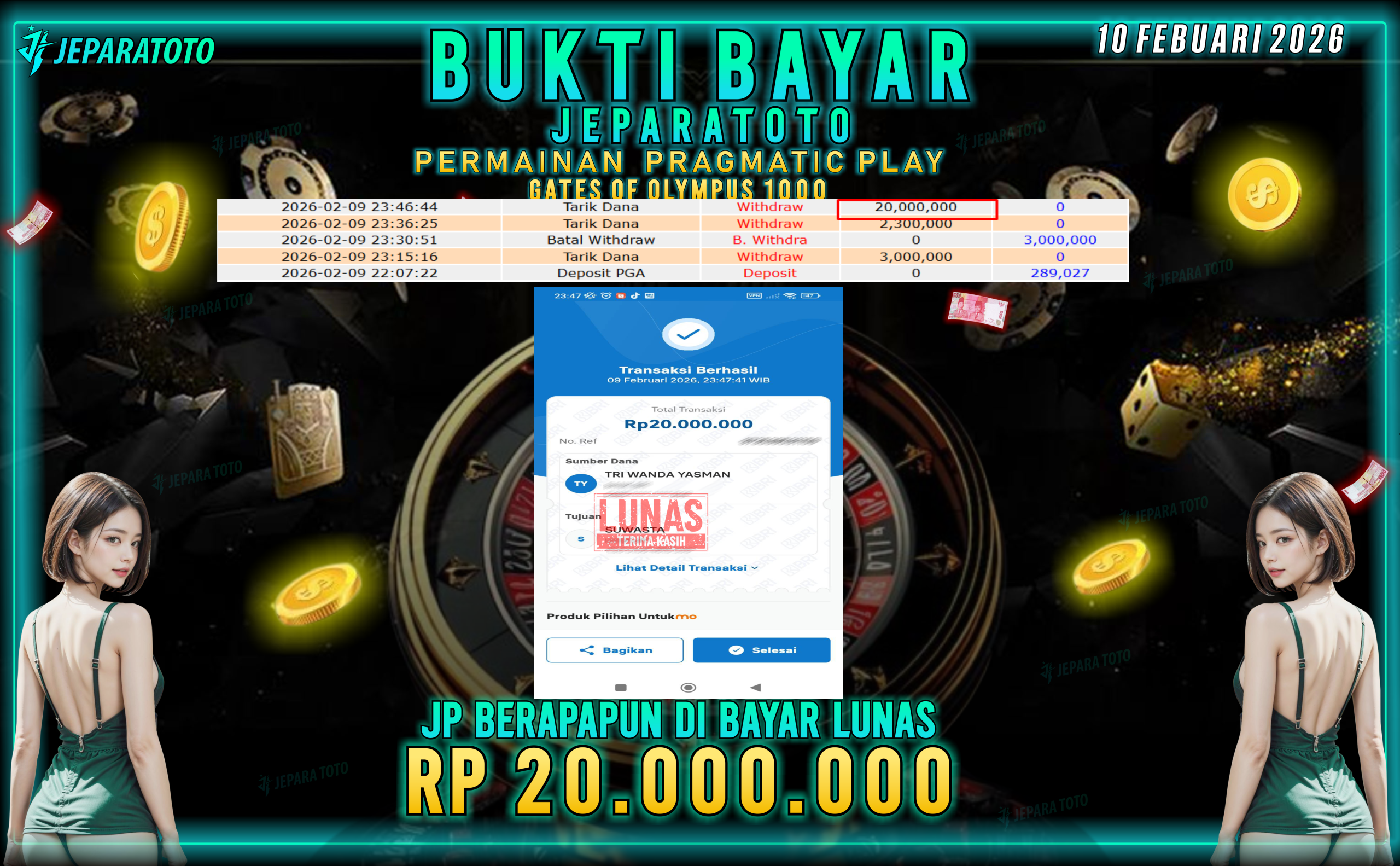 BUKTI KEMENANGAN MEMBER JEPARATOTO | GATES OF OLYMPUS 1000