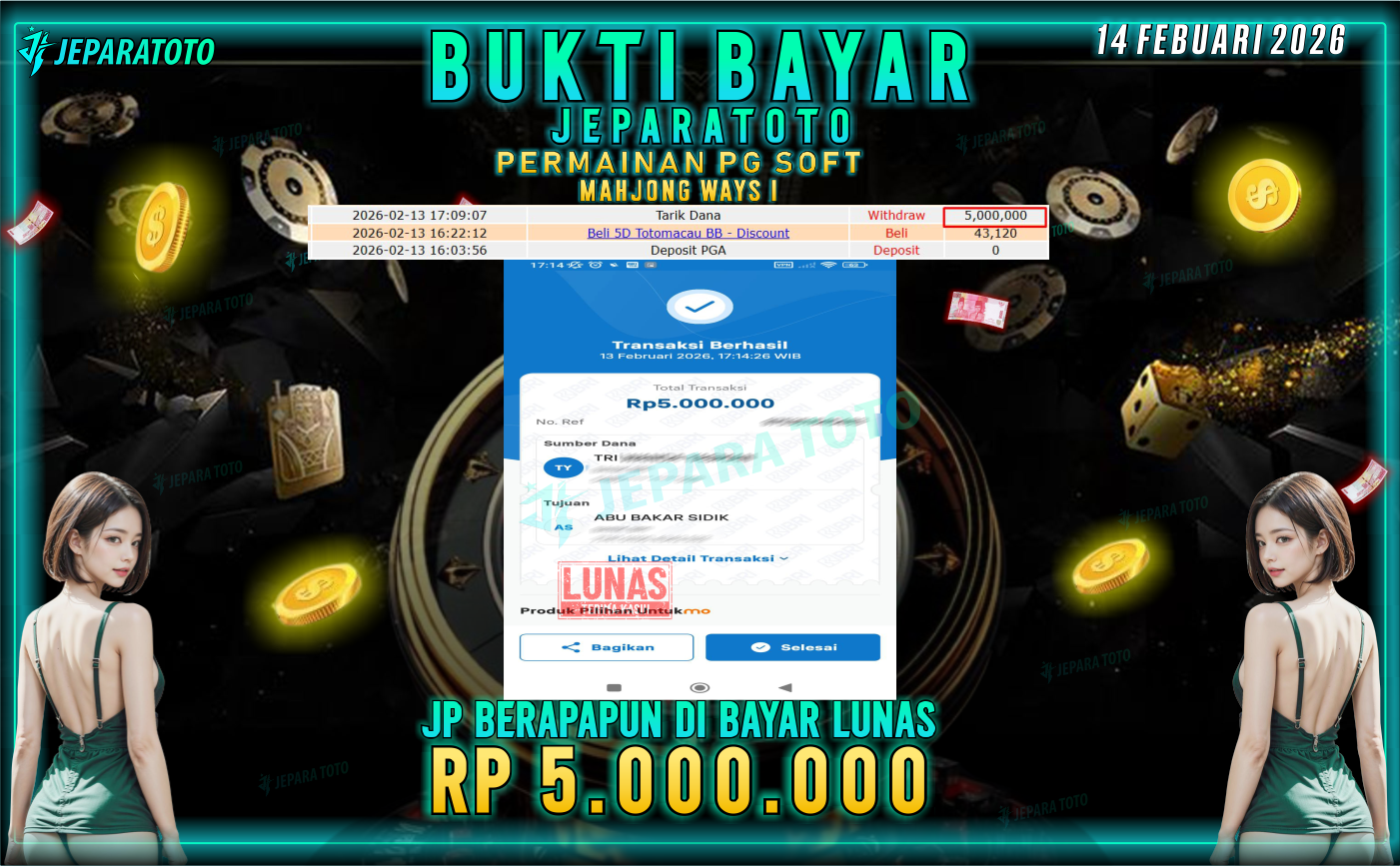 BUKTI KEMENANGAN MEMBER JEPARATOTO | MAHJONG WAYS