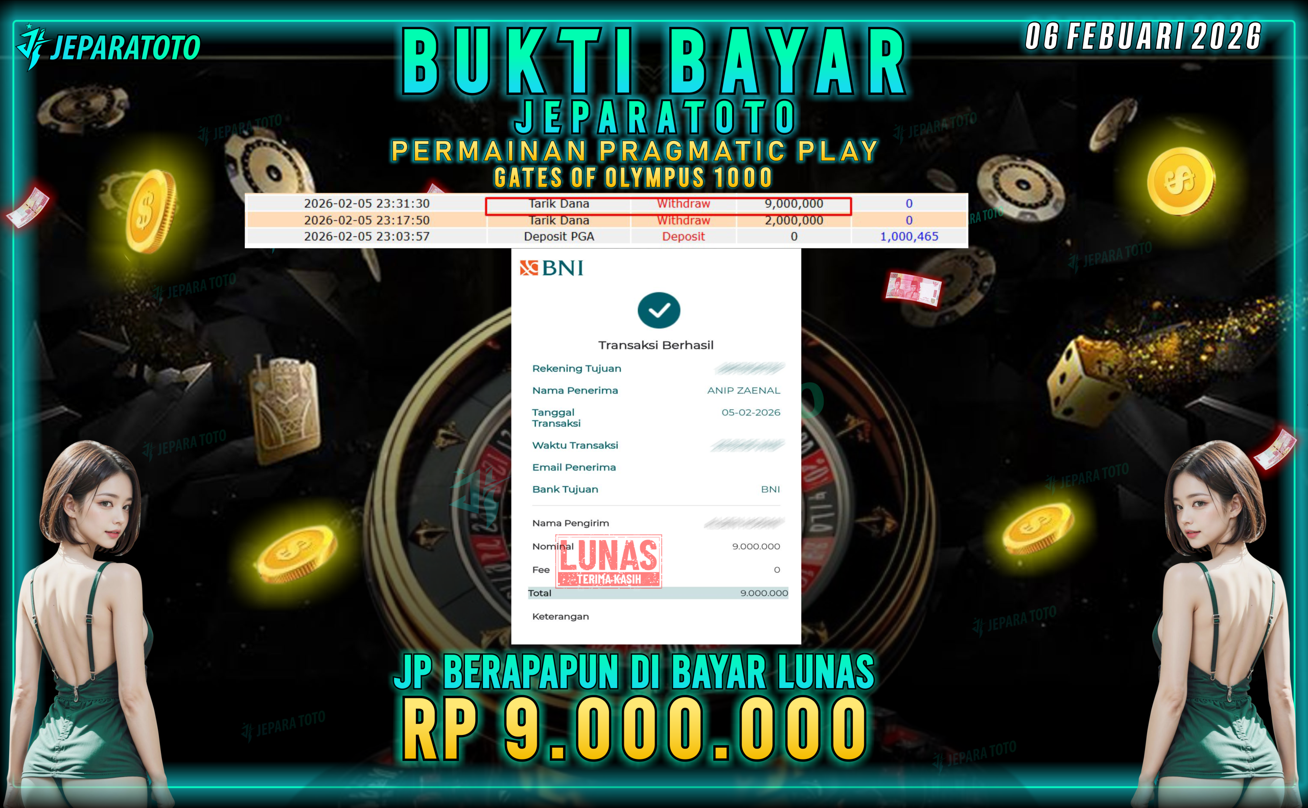 BUKTI KEMENANGAN MEMBER JEPARATOTO | GATES OF OLYMPUS 1000