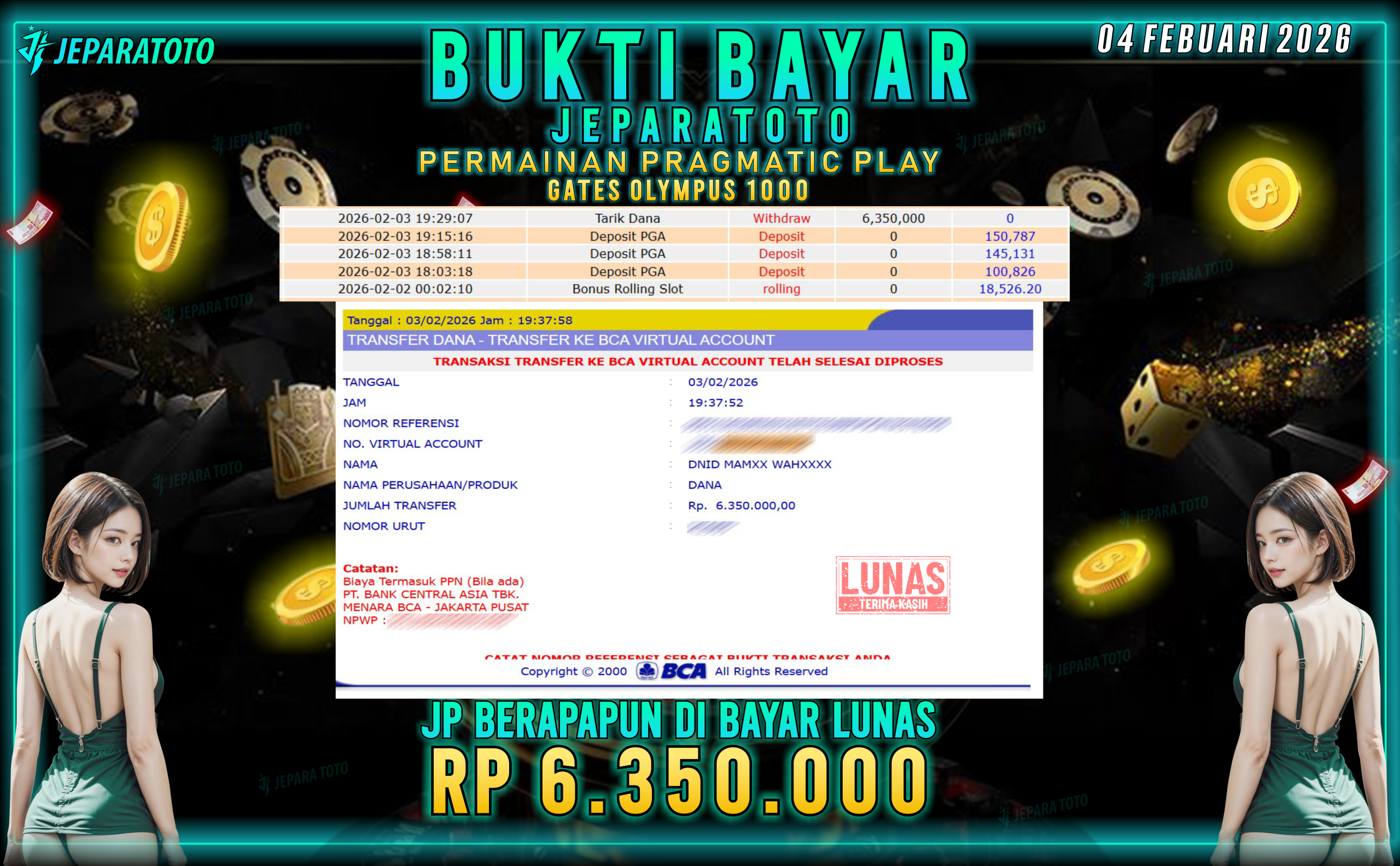 BUKTI KEMENANGAN MEMBER JEPARATOTO | GATES OLYMPUS 1000