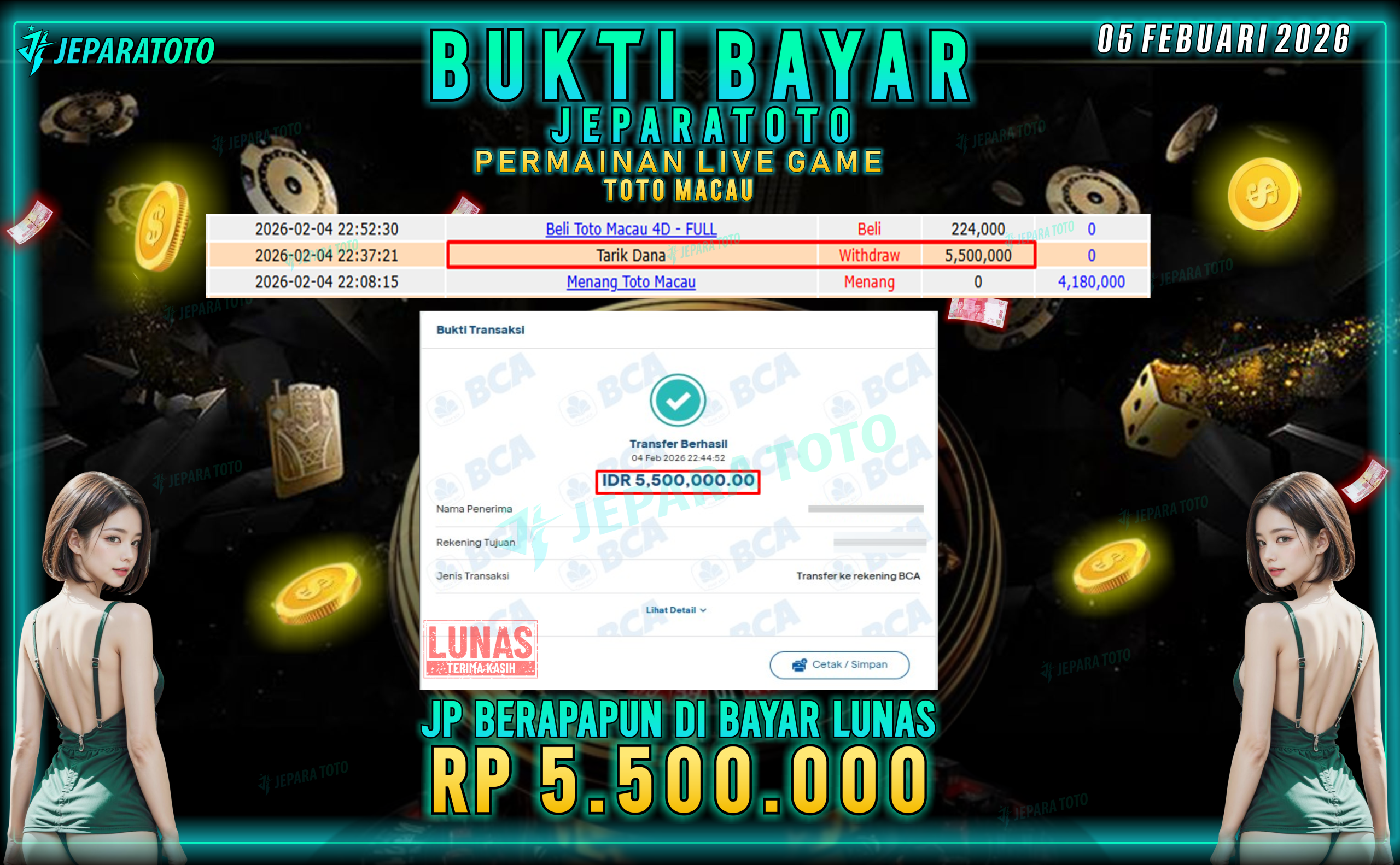 BUKTI KEMENANGAN MEMBER JEPARATOTO | TOTO MACAU 4D