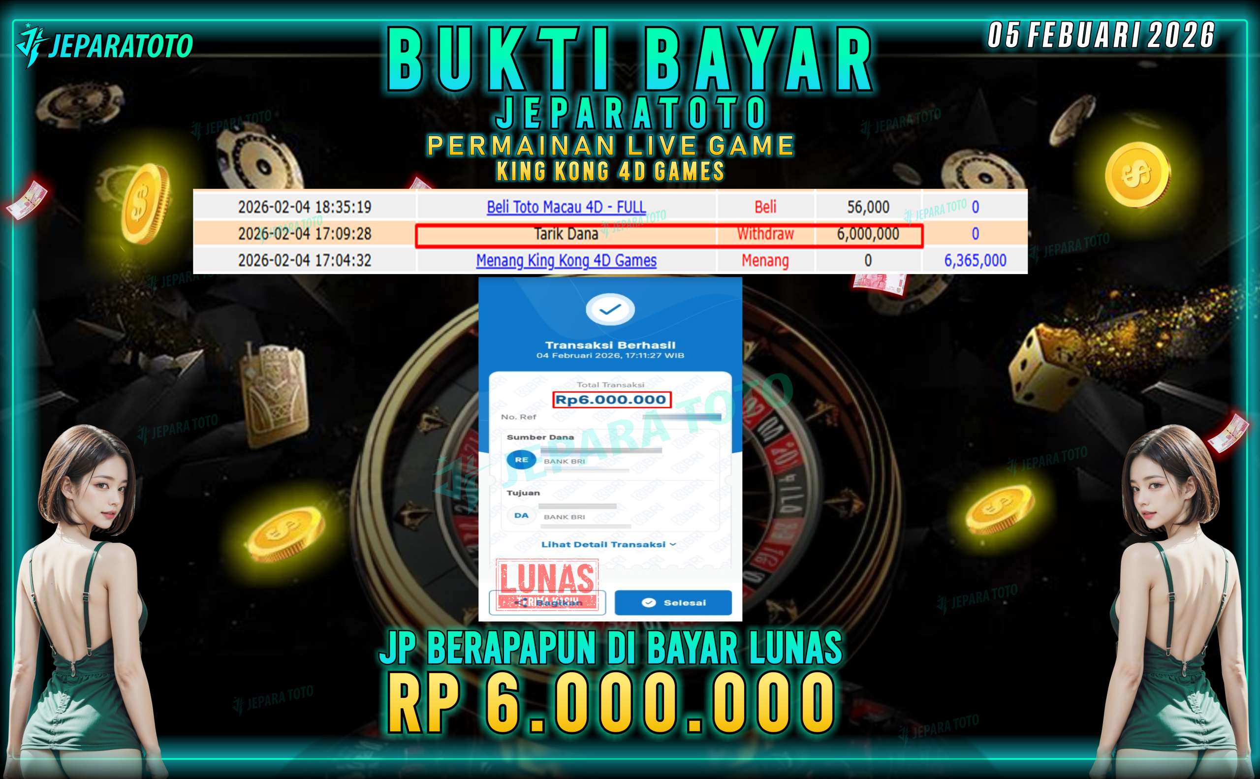 BUKTI KEMENANGAN MEMBER JEPARATOTO | KING KONG 4D GAMES