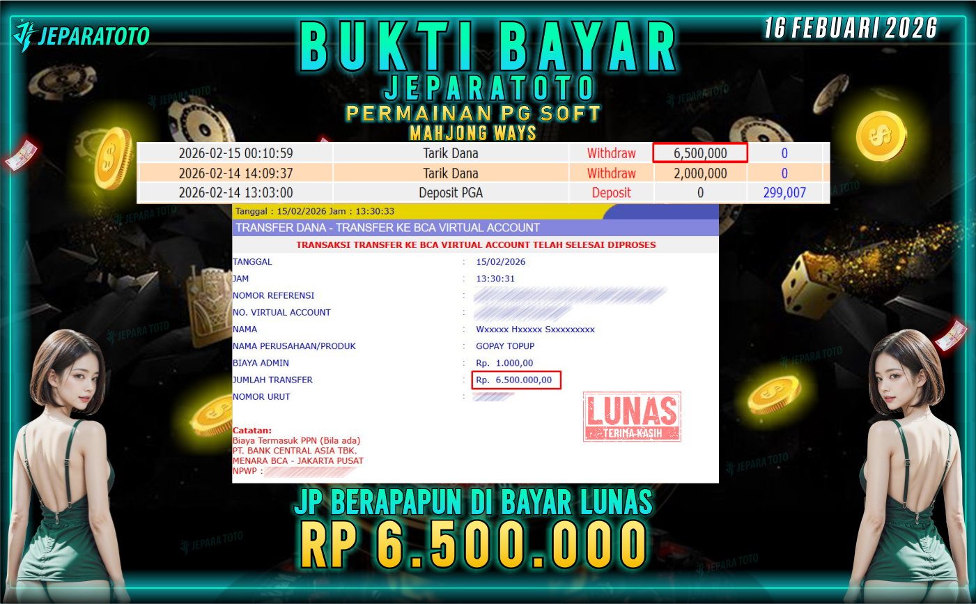 BUKTI KEMENANGAN MEMBER JEPARATOTO | MAHJONG WAYS